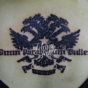 9mm Parabelium Bullet Tattoo