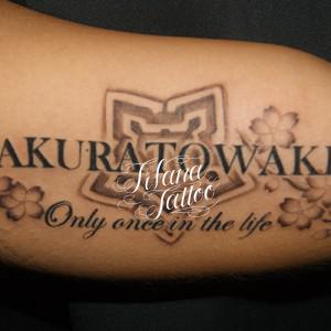 文字と五稜郭のタトゥー