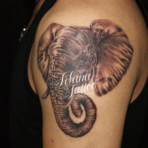 象のポートレイトタトゥー