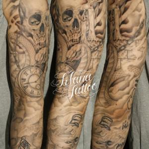 スカル|ヘビ|時計|ロウソクのタトゥー