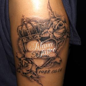 ハート|王冠|薔薇のタトゥー