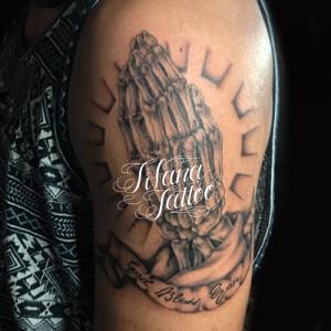 Bone Praying Hands Tattoo