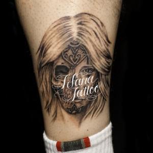 HALF SKULL FACE TATTOO