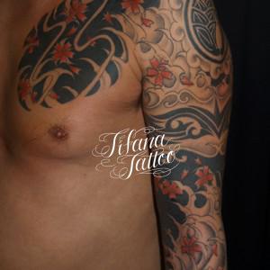 桜吹雪の刺青作品