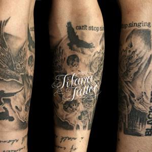 スカル|カラス|文字のタトゥー