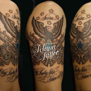 イーグル|銃|文字のタトゥー