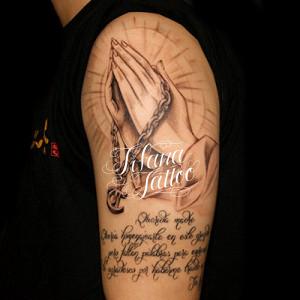 合掌|ロザリオ|文字のタトゥー