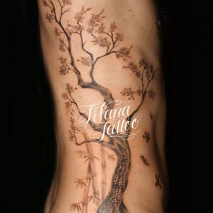 桜と竹のタトゥー