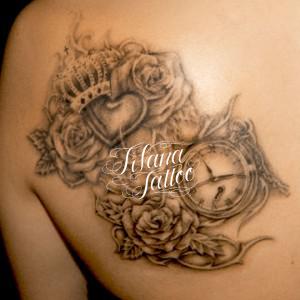 時計|王冠|薔薇|ハートのタトゥー
