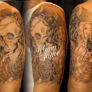 スカル|薔薇|蜘蛛のタトゥー