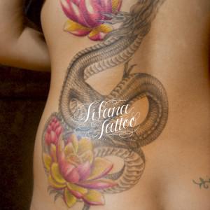 龍と蓮の刺青作品