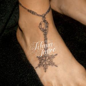 雪の結晶のアンクレット・タトゥー