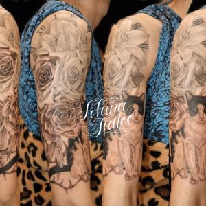 薔薇|百合|猫の五分袖タトゥー