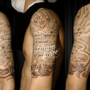 ダイヤ|コイン|夜空の風景のタトゥー