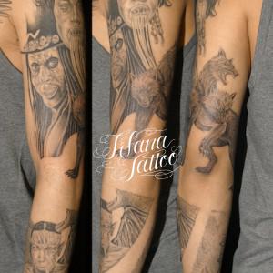 ポートレイトのフルスリーブ・タトゥー|製作中