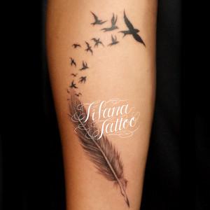 羽と燕のタトゥー