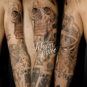 スカル|鎖|ダイス|トランプのタトゥー