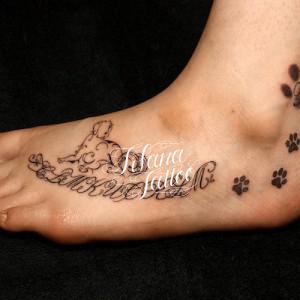 ネコとレタリングタトゥー