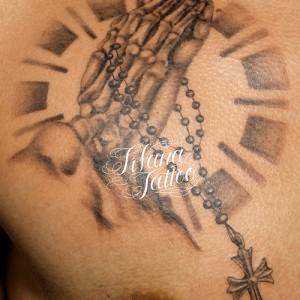 Bone Praying Hands Tattoo
