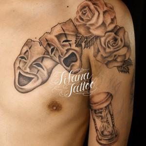 ツーフェイス|バラ|砂時計のタトゥー