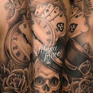 スカル|懐中時計|トランプ|薔薇のタトゥー