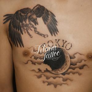 烏|月|雲のタトゥー