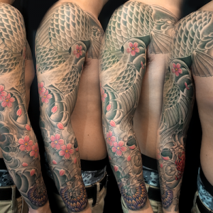 鯉|桜|菊のフルスリーブ・タトゥー