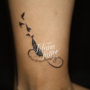 羽|無限大|ハト|文字のタトゥー