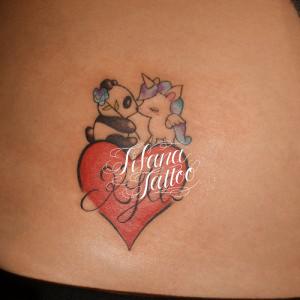 パンダ|ユニコーン|ハート｜文字のタトゥー