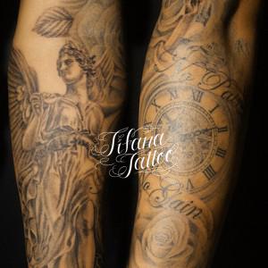 女神|懐中時計|薔薇のタトゥー