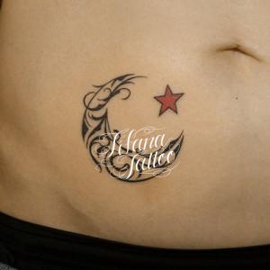 月と星のトライバルタトゥー