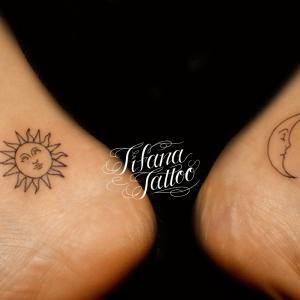太陽|月のワンポイントタトゥー