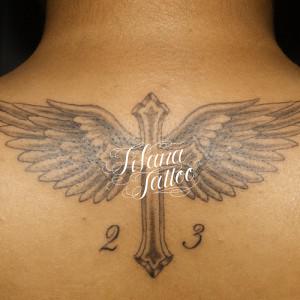 クロス|翼|数字のタトゥー