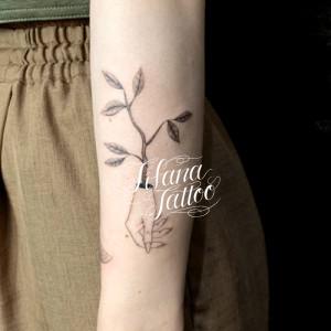 手から生えた植物のタトゥー