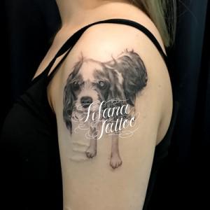 犬のポートレートタトゥー