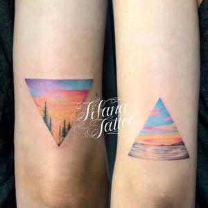 海と山のランドスケープ・タトゥー