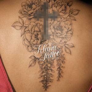 牡丹|フジの花のタトゥー