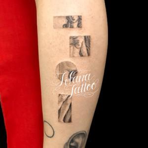 切り取った絵画のタトゥー