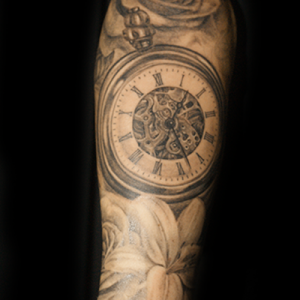 懐中時計|薔薇|百合のタトゥー