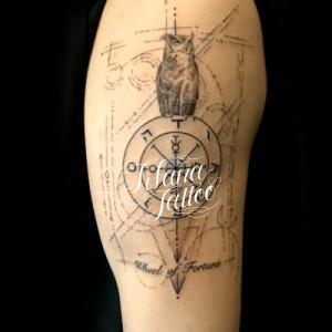 フクロウ|ジオメトリックタトゥー