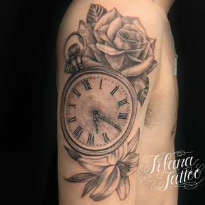 時計|百合|薔薇のタトゥー