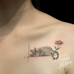 猫のファインライン・タトゥー