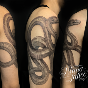 激しく畝る蛇|ヘビのタトゥー
