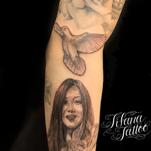 薔薇|鳩|ポートレートのタトゥー