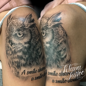 フクロウのファインライン・タトゥー