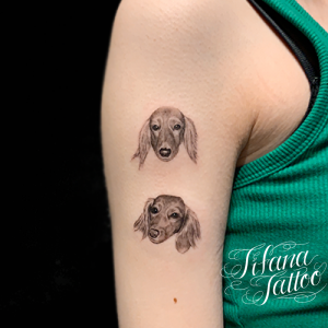 犬のポートレートタトゥー