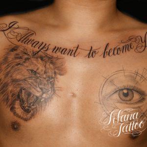 レタリング|ライオン|目のタトゥー