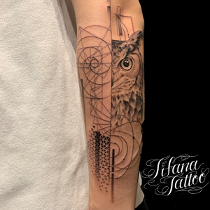 フクロウのファインライン・タトゥー