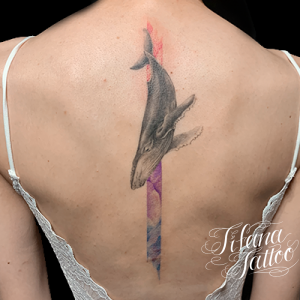 クジラのファインライン・タトゥー