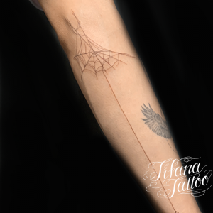 蜘蛛|蜘蛛の巣のファインライン・タトゥー